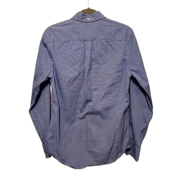 JCP Womens Sz S Blue White Striped Long Sleeve Button Down Blouse - Picture 4 of 9